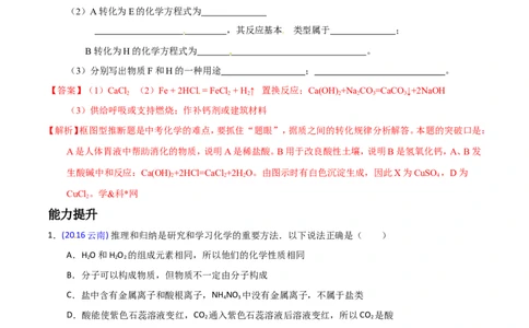 专题21物质的检验、辨别和推断（练）-备战2017年中考化学二轮复习讲练测（解析版）_初中化学_01.人教版初中化学_07.初中化学中考总复习