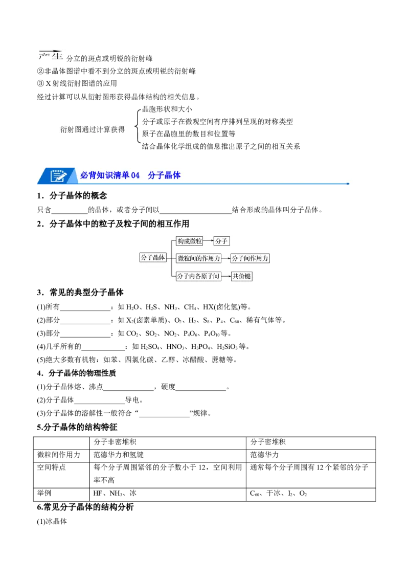 第三章晶体结构与性质速记清单-（人教版2019选择性必修2）（原卷版）_高化_595801221724高中化学新人教版选择性必修一二三电子版教案PPT课件高中试卷_选择性必修2册（人教版）