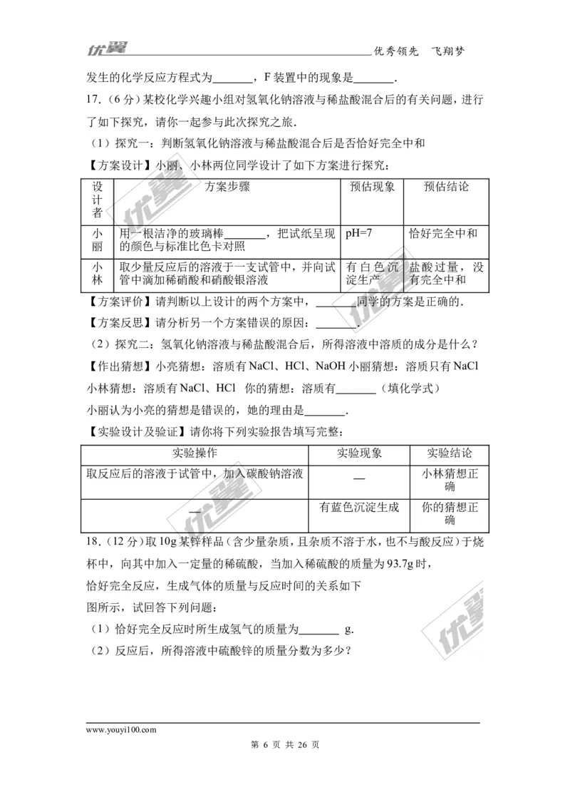 2017年湖北省咸宁市校级中考化学一模试卷（解析版）_初中化学_01.人教版初中化学_01.初中化学课件PPT--教案--试题_初中化学全套(课件--教案--配套)_18年初中化学9年级下