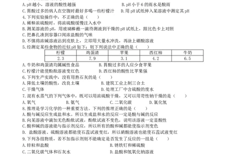 优选人教版初中化学第十单元酸和碱测试卷_初中化学_01.人教版初中化学_01.初中化学课件PPT--教案--试题_初中化学18年试卷_人教版九年级化学下册2018