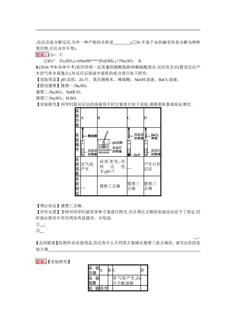 2018届中考化学（人教版）总复习单元特训：第十单元　酸和碱-化学备课大师_初中化学_01.人教版初中化学_07.初中化学中考总复习