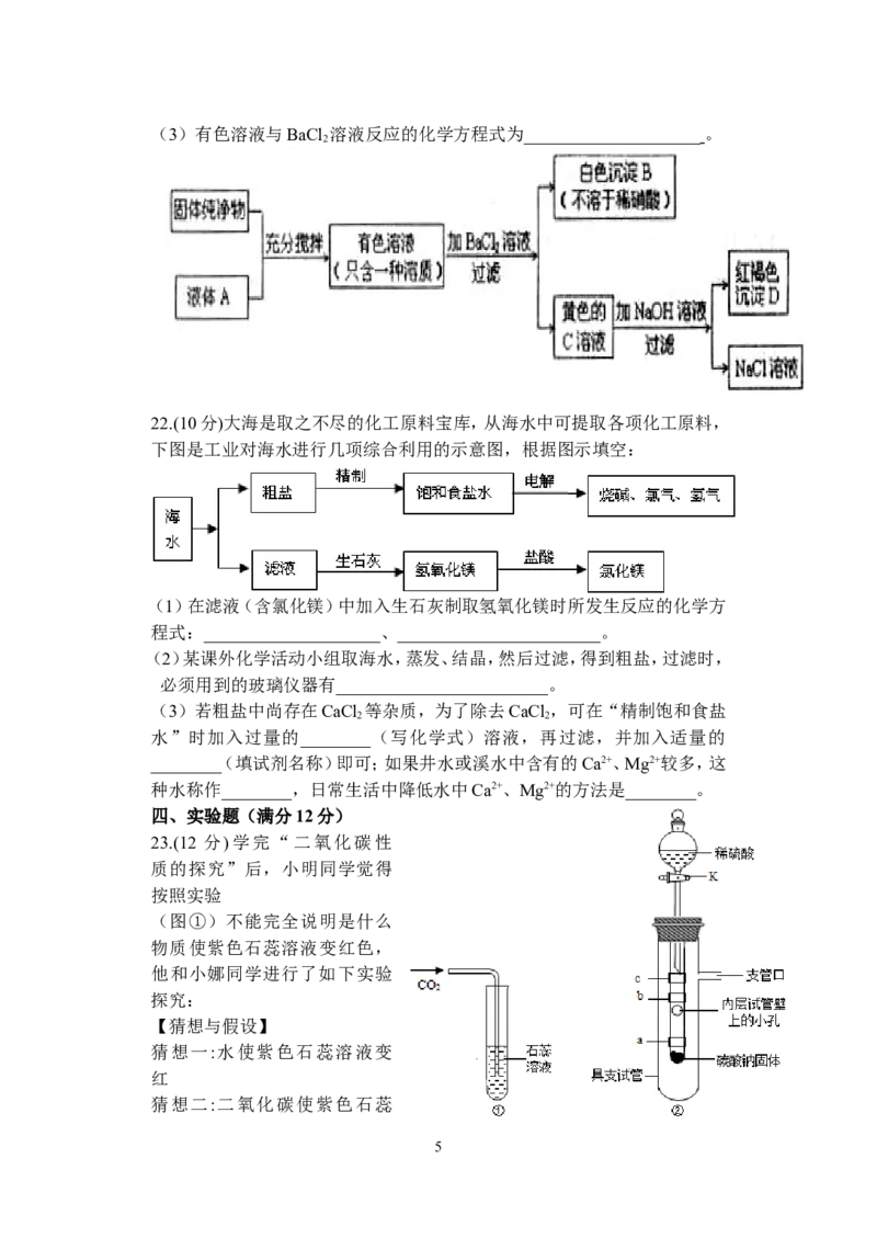 2012-2013年河源中学实验学校九年级下学期第一段考化学试题_初中化学_01.人教版初中化学_01.初中化学课件PPT--教案--试题_初中化学全套_化学试题