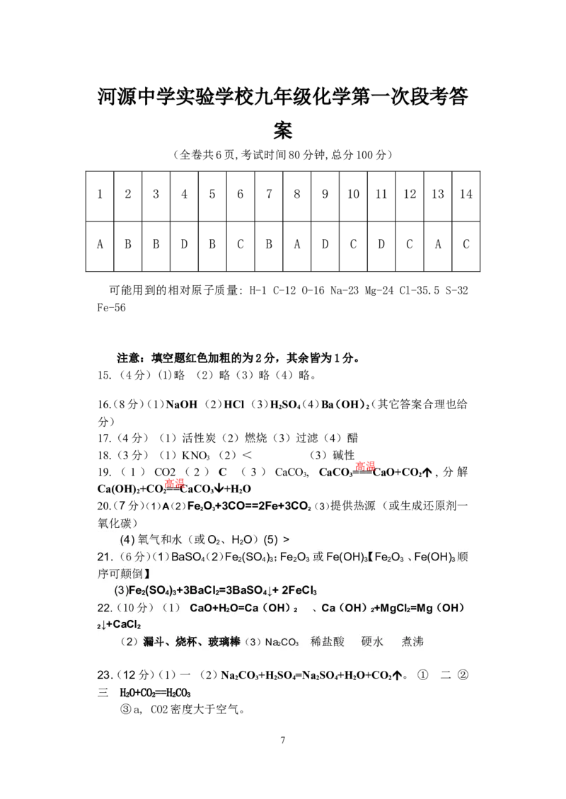 2012-2013年河源中学实验学校九年级下学期第一段考化学试题_初中化学_01.人教版初中化学_01.初中化学课件PPT--教案--试题_初中化学全套_化学试题