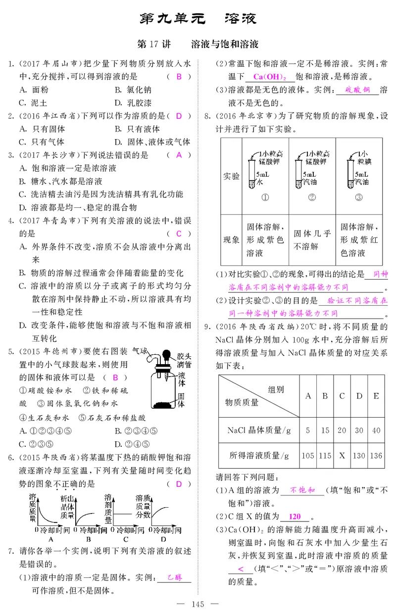 2018中考化学（人教版）复习课件+习题课件：第一轮随堂同步练习（PDF）_初中化学_01.人教版初中化学_07.初中化学中考总复习_2018中考化学（人教版）复习课件+习题课件：第一轮