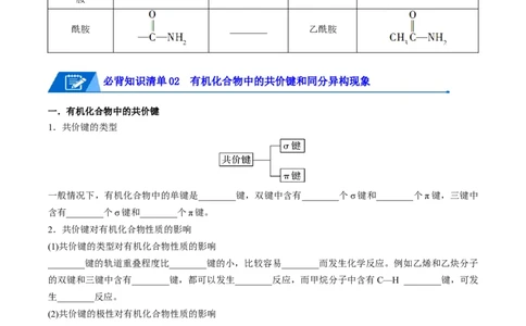 第一章有机化合物的结构特点与研究方法速记清单-（人教版2019选择性必修3）（学生版）_高化_595801221724高中化学新人教版选择性必修一二三电子版教案PPT课件高中试卷_知识清单