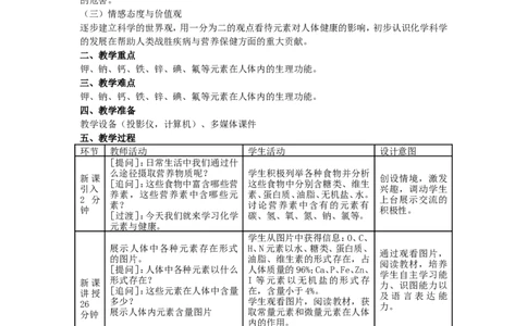 九年级化学下册-第十二单元-课题2-化学元素与人体健康教学设计-(新版)新人教版_初中化学_01.人教版初中化学_01.初中化学课件PPT--教案--试题_初中化学&mdash;课件&mdash;教案&mdash;试题-推荐