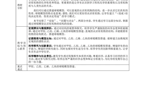 实验活动8_高化_2025春-人教版高中化学_02新版高中化学必修二_1.课件+教案_7.5实验活动8搭建球棍模型认识有机化合物分子结构的特点