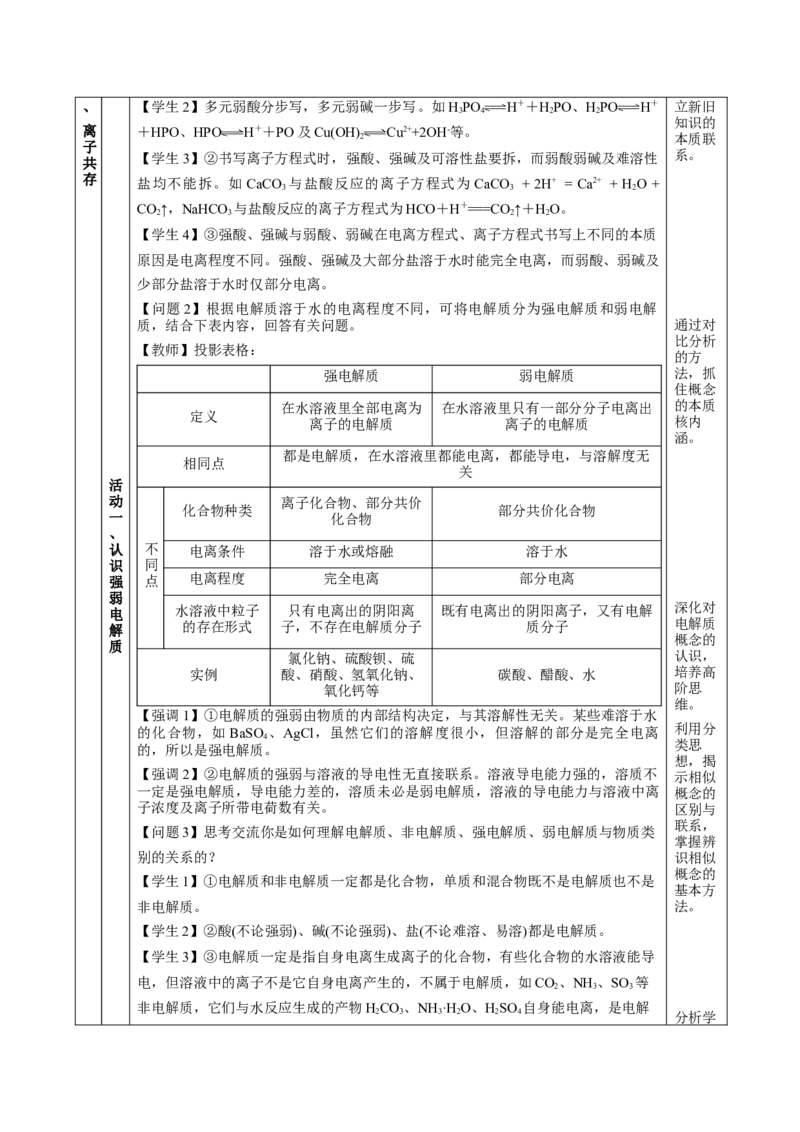 专题1离子反应的应用（教学设计）-（人教版2019必修第一册）_高化_595801221724高中化学新人教版选择性必修一二三电子版教案PPT课件高中试卷_必修一册（人教版）_教学设计