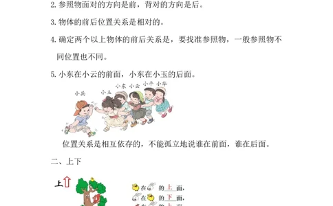 精创知识点小学数学一年级上册五、位置与顺序-知识点（北师大版）_26春北师大版数学二下_19、赠送其它资料_旧版_赠品：北师大知识总结_北师大数学一上知识总结（07份）