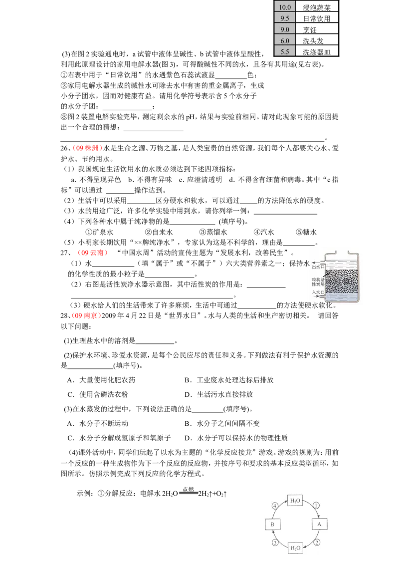 2005-2011年全国各地中考化学真题分类汇编第三单元自然界的水_初中化学_01.人教版初中化学_01.初中化学课件PPT--教案--试题_初中化学全套_化学试题