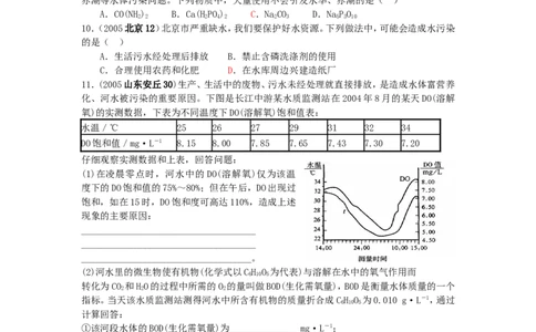 2005-2011年全国各地中考化学真题分类汇编第三单元自然界的水_初中化学_01.人教版初中化学_01.初中化学课件PPT--教案--试题_初中化学全套_化学试题
