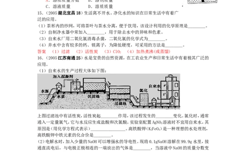 2005-2011年全国各地中考化学真题分类汇编第三单元自然界的水_初中化学_01.人教版初中化学_01.初中化学课件PPT--教案--试题_初中化学全套_化学试题
