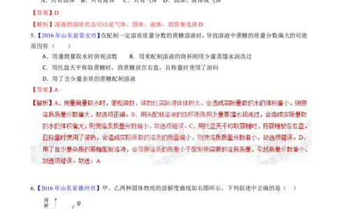 专题14溶液（练）-备战2017年中考化学二轮复习讲练测（解析版）_初中化学_01.人教版初中化学_07.初中化学中考总复习_备战2017年中考化学二轮复习讲练测（练）全套打包