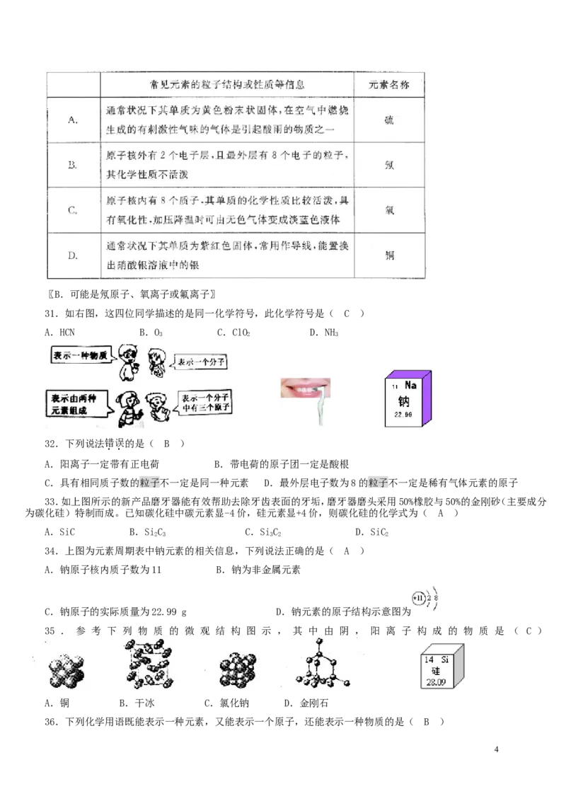 人教版化学复习资料_物质构成的奥秘单元测试题及答案(二)-_初中化学_01.人教版初中化学_01.初中化学课件PPT--教案--试题_初中化学&mdash;课件&mdash;教案&mdash;试题-推荐_9年级上课件教案试题