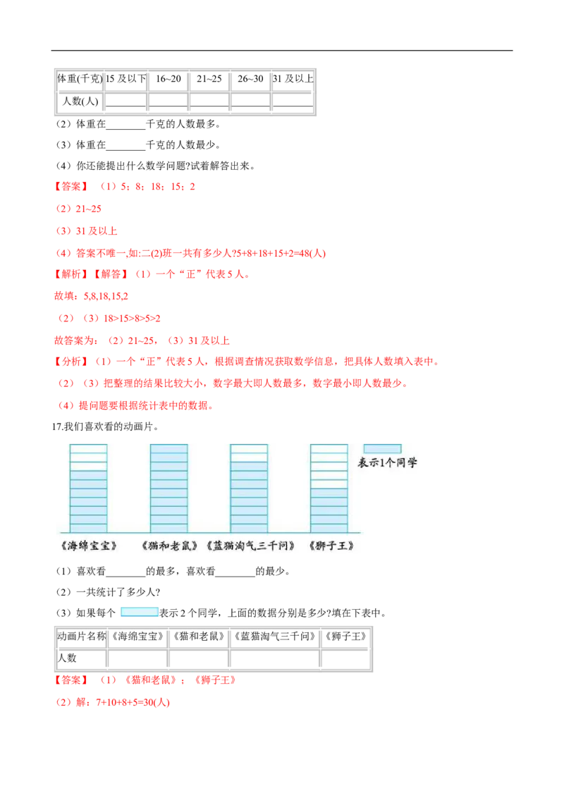精品第八单元《调查与记录》期末备考讲义&mdash;二年级下册数学单元闯关（知识点精讲＋优选题训练）（解析版）北师大版_26春北师大版数学二下_19、赠送其它资料_旧版