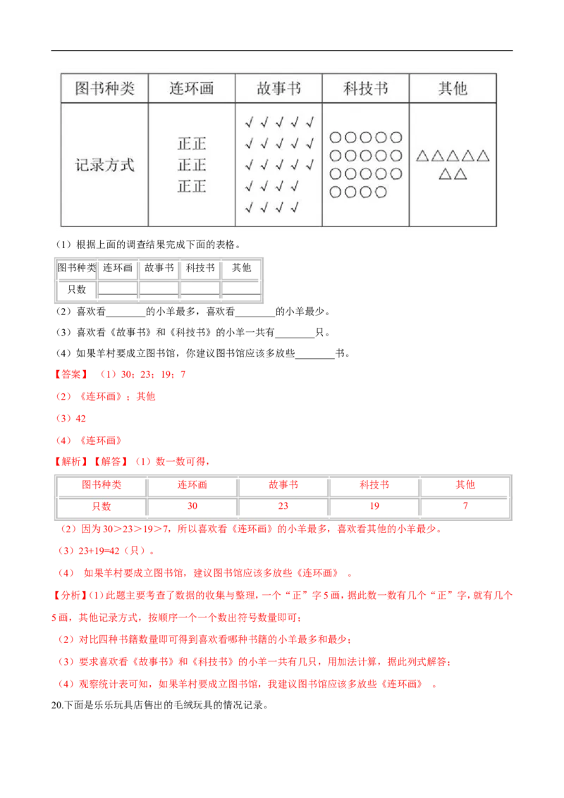 精品第八单元《调查与记录》期末备考讲义&mdash;二年级下册数学单元闯关（知识点精讲＋优选题训练）（解析版）北师大版_26春北师大版数学二下_19、赠送其它资料_旧版