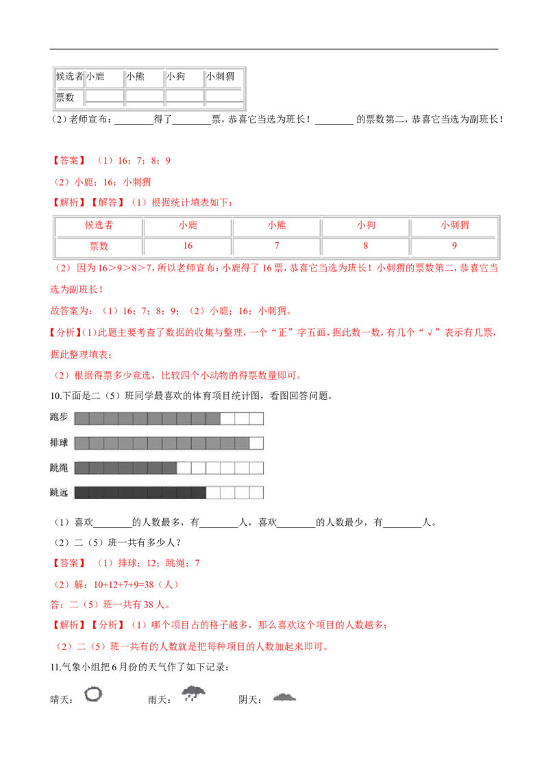 精品第八单元《调查与记录》期末备考讲义&mdash;二年级下册数学单元闯关（知识点精讲＋优选题训练）（解析版）北师大版_26春北师大版数学二下_19、赠送其它资料_旧版