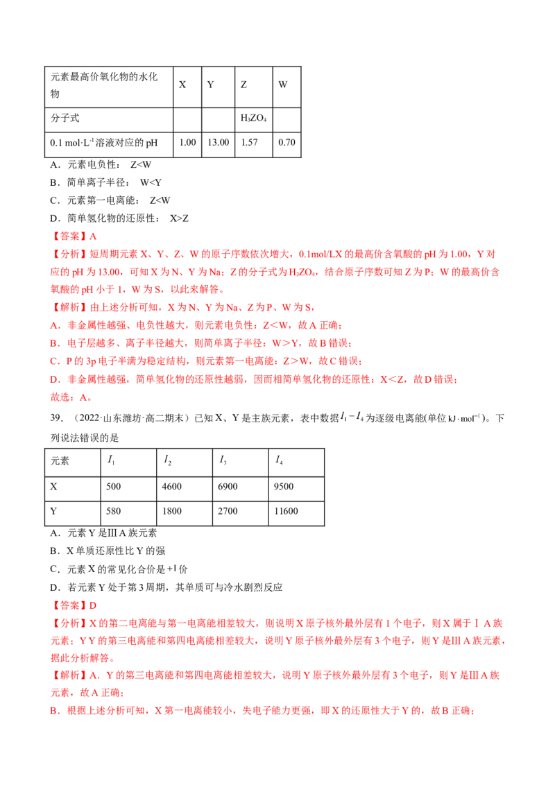 第一章原子结构与性质单元测试&middot;考点卷-（人教版2019选择性必修2）（解析版）_高化_595801221724高中化学新人教版选择性必修一二三电子版教案PPT课件高中试卷_单元测试