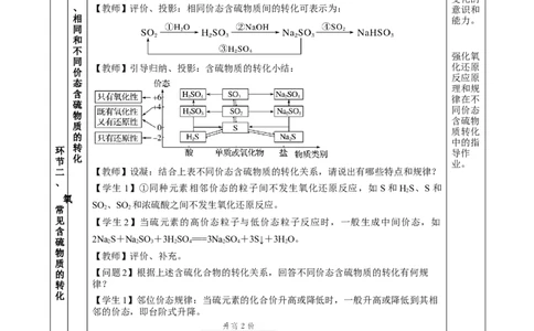 实验活动5不同价态含硫物质的转化（教学设计）-（人教版2019必修第二册）_高化_595801221724高中化学新人教版选择性必修一二三电子版教案PPT课件高中试卷_必修二册（人教版）_教学设计