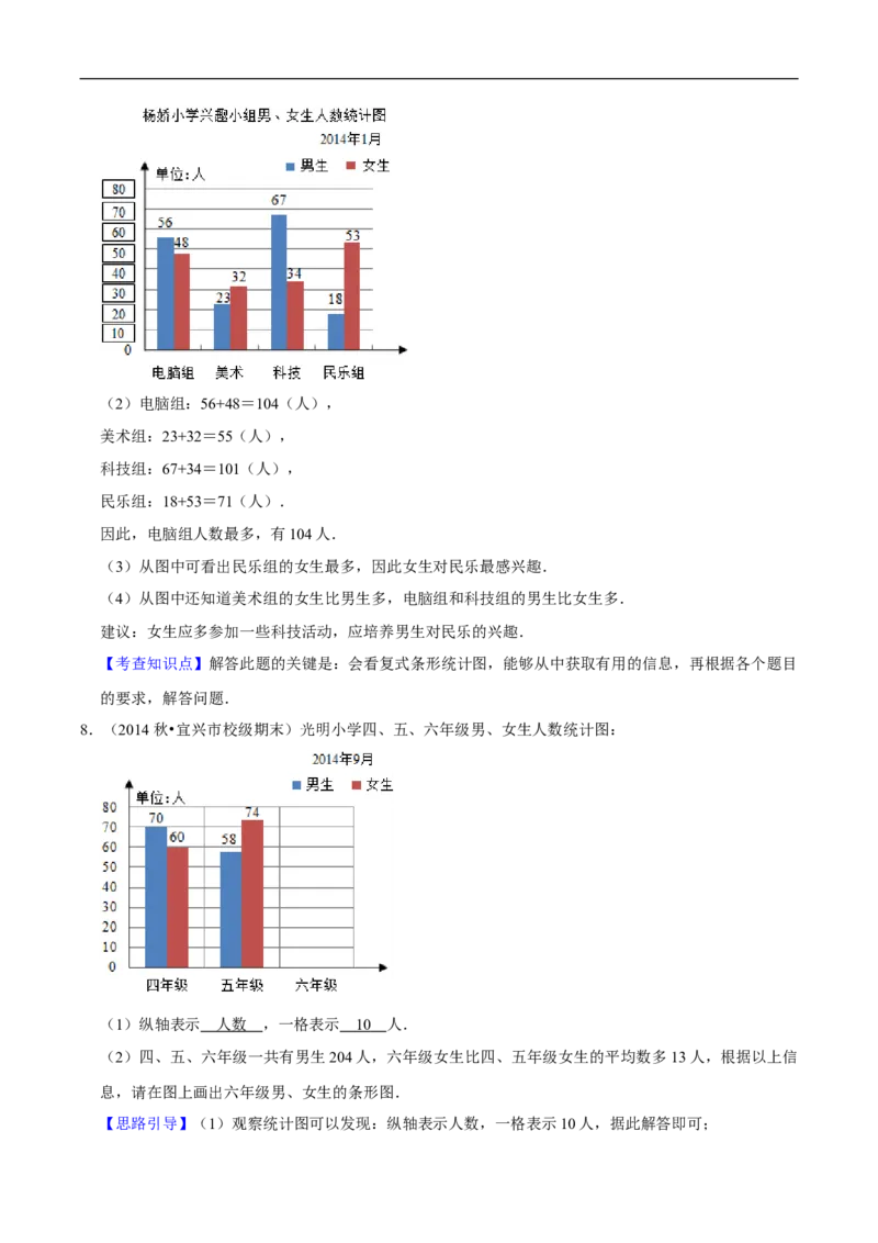 精品第八单元《数据的表示和分析》章节复习&mdash;五年级数学下册考点分类强化训练（解析）北师大版_26春北师大版数学二下_19、赠送其它资料_旧版_赠品：北师大知识总结