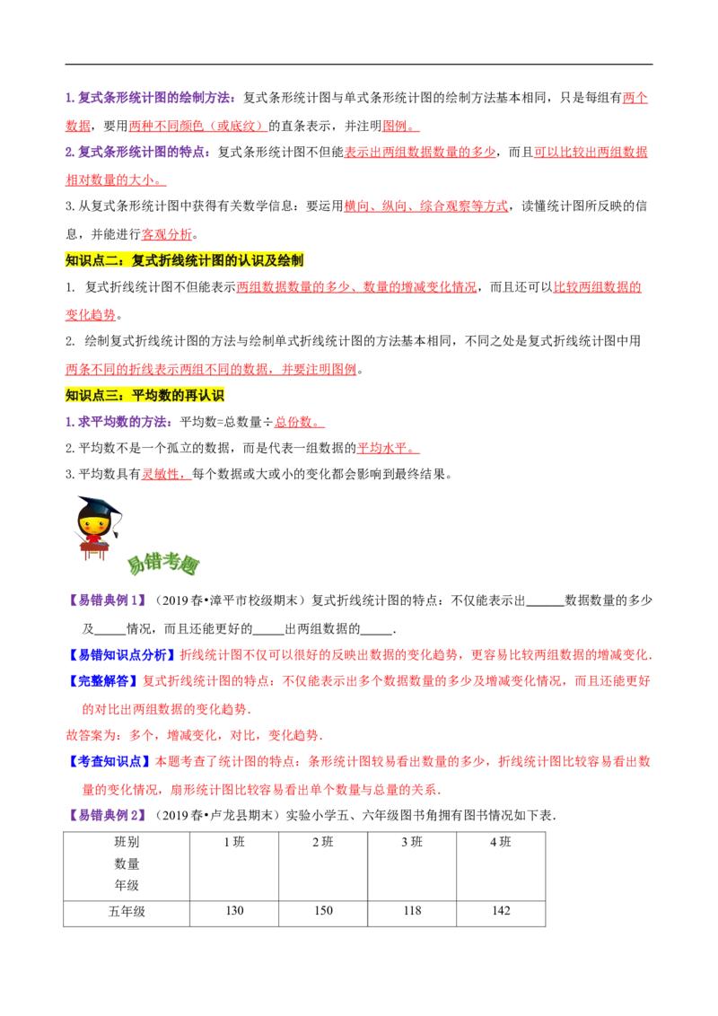 精品第八单元《数据的表示和分析》章节复习&mdash;五年级数学下册考点分类强化训练（解析）北师大版_26春北师大版数学二下_19、赠送其它资料_旧版_赠品：北师大知识总结