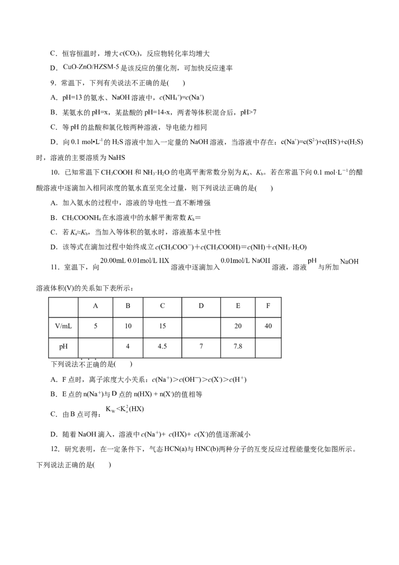 测试卷01高二化学上学期期中测试卷（考试版）_高化_595801221724高中化学新人教版选择性必修一二三电子版教案PPT课件高中试卷_选择性必修1册（人教版）_期中+期末