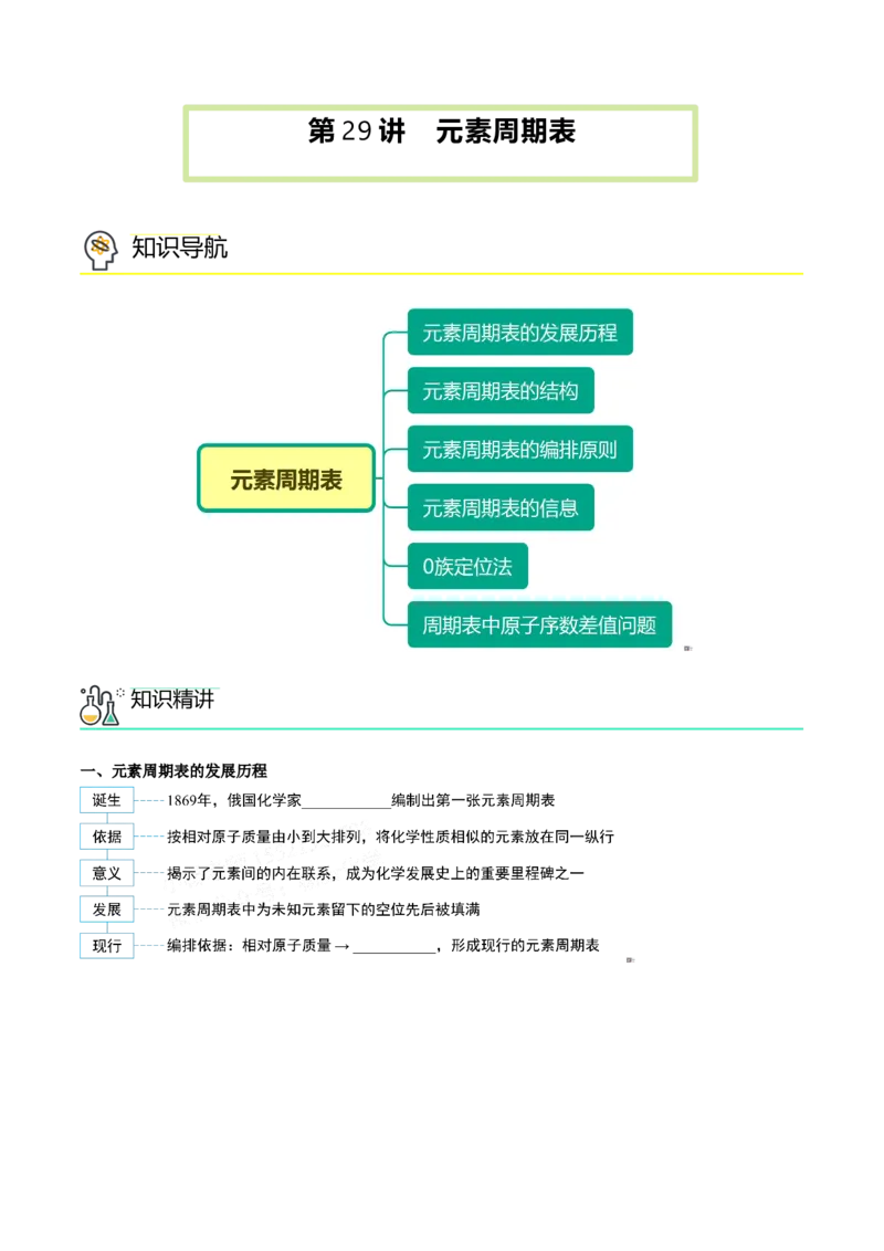 第29讲元素周期表（学生版）-（人教版2019）_高化_595801221724高中化学新人教版选择性必修一二三电子版教案PPT课件高中试卷_必修一册（人教版）_讲义