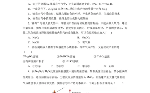 专题1钠及钠的氧化物拓展（分层作业）-（人教版2019必修第一册）（原卷版）_高化_595801221724高中化学新人教版选择性必修一二三电子版教案PPT课件高中试卷_必修一册（人教版）_分层作业