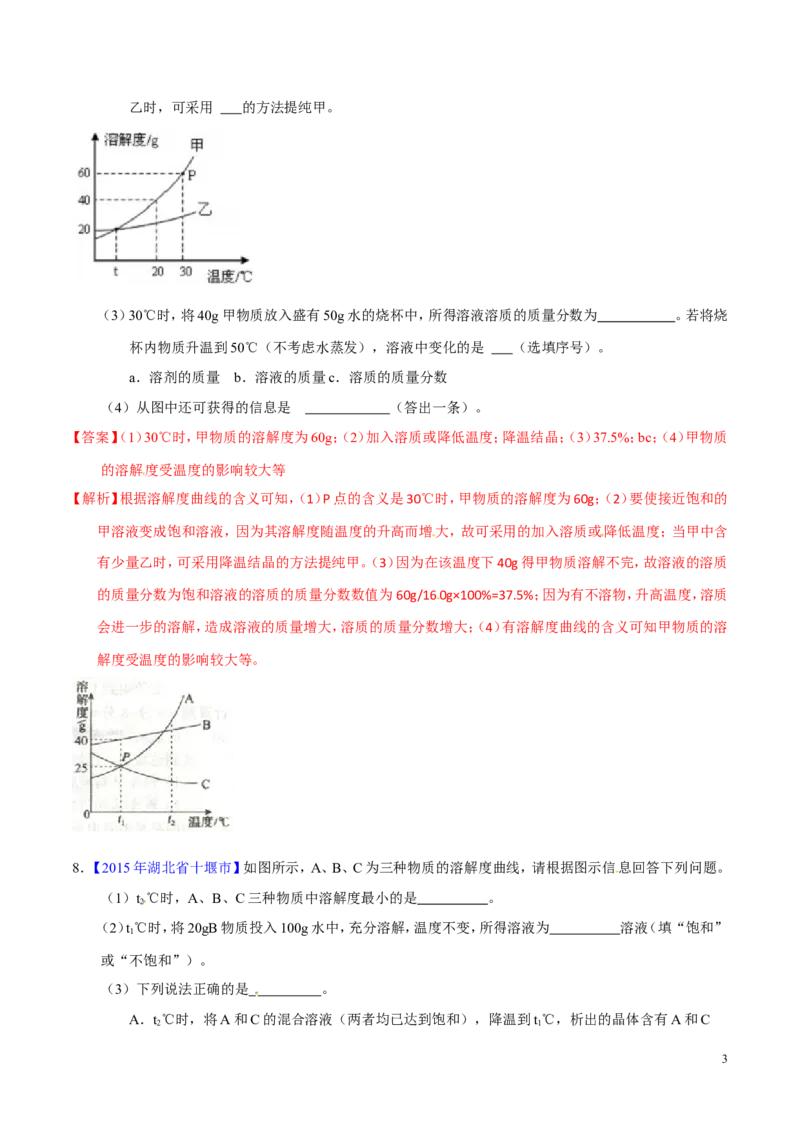 专题14溶液（测）-备战2017年中考化学二轮复习讲练测（解析版）_初中化学_01.人教版初中化学_07.初中化学中考总复习_备战2017年中考化学二轮复习讲练测（测）全套打包
