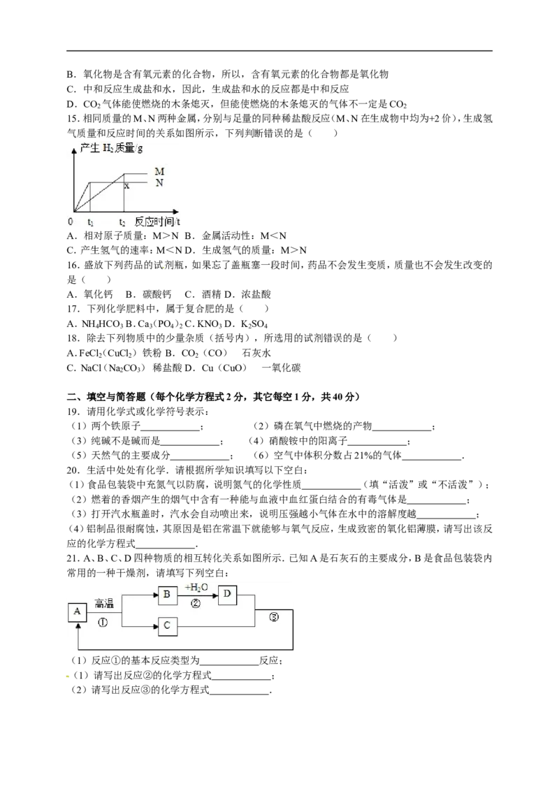 2017-2018学年山东省临沂市经济技术开发区九年级（下）期中化学试卷（解析版）_初中化学_01.人教版初中化学_01.初中化学课件PPT--教案--试题_初中化学18年试卷