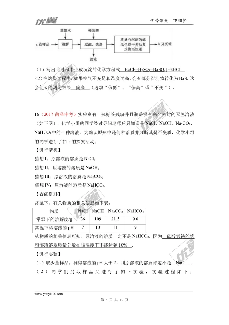 11.盐_初中化学_01.人教版初中化学_01.初中化学课件PPT--教案--试题_初中化学全套(课件--教案--配套)_18年初中化学9年级上_18秋九化上(RJ)--7.复习资料_4.真题汇编_2017真题汇编