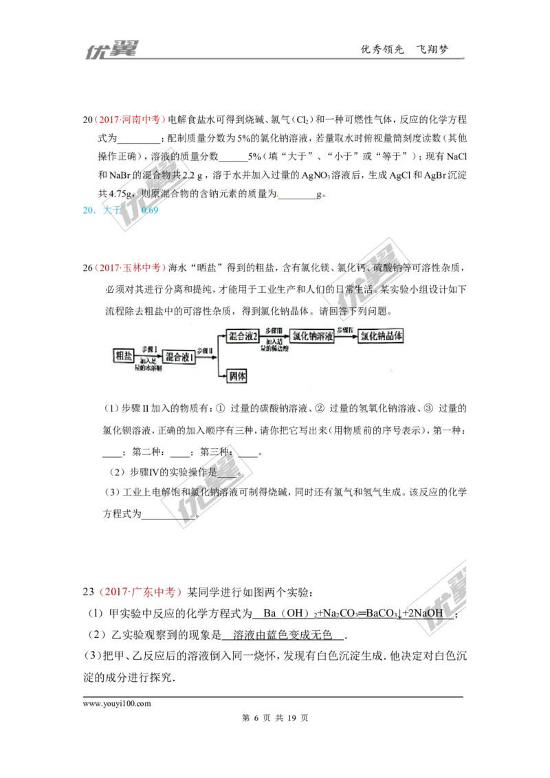 11.盐_初中化学_01.人教版初中化学_01.初中化学课件PPT--教案--试题_初中化学全套(课件--教案--配套)_18年初中化学9年级上_18秋九化上(RJ)--7.复习资料_4.真题汇编_2017真题汇编