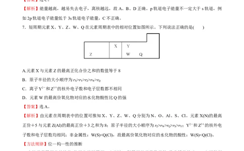 模块一原子结构与性质（综合测试）-（人教版2019选择性必修2）（解析版）_高化_595801221724高中化学新人教版选择性必修一二三电子版教案PPT课件高中试卷_选择性必修2册（人教版）