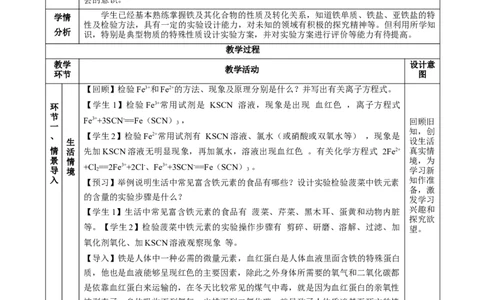 专题2检验食品中的铁元素（教学设计）-（人教版2019必修第一册）_高化_595801221724高中化学新人教版选择性必修一二三电子版教案PPT课件高中试卷_必修一册（人教版）_教学设计