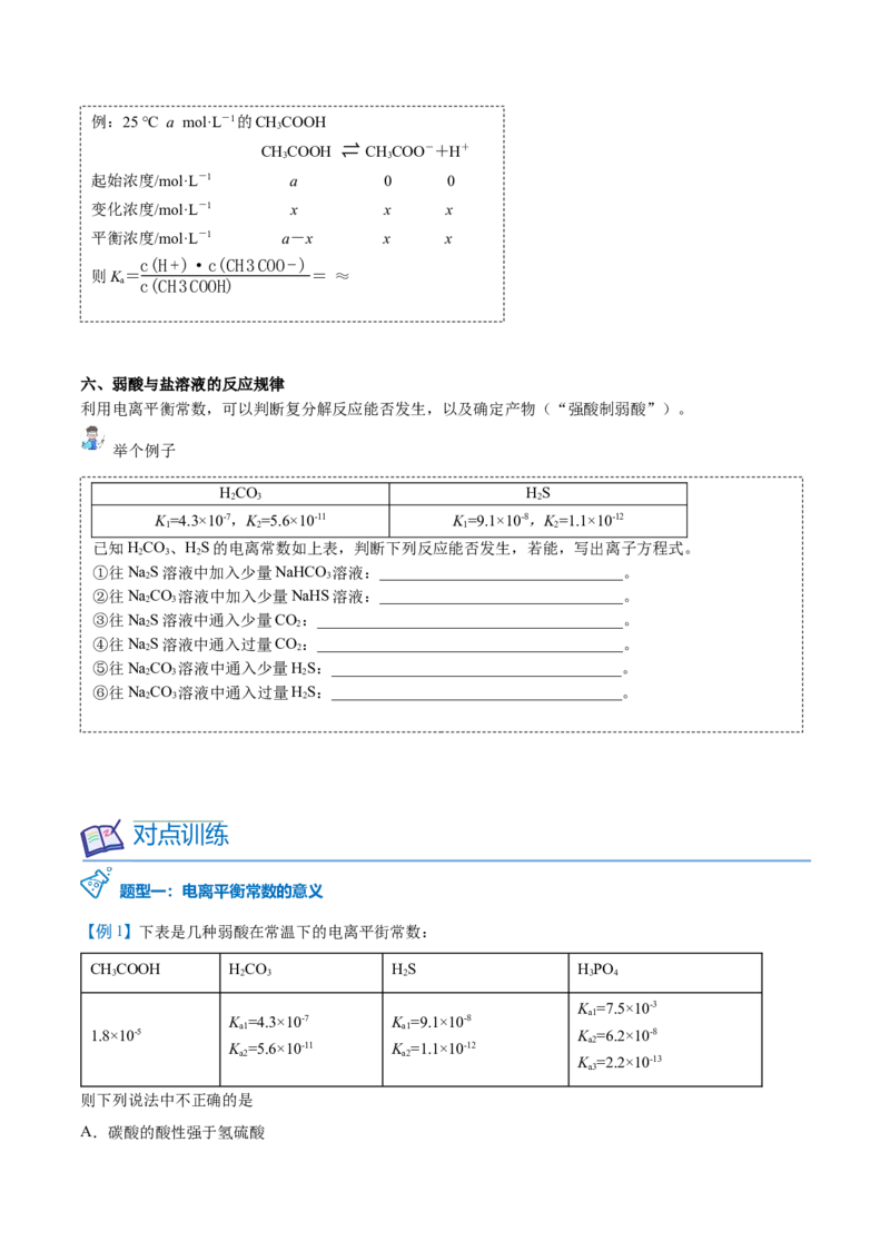 第15讲电离平衡常数（学生版）-（人教2019选择性必修1）_高化_595801221724高中化学新人教版选择性必修一二三电子版教案PPT课件高中试卷_选择性必修1册（人教版）_讲义