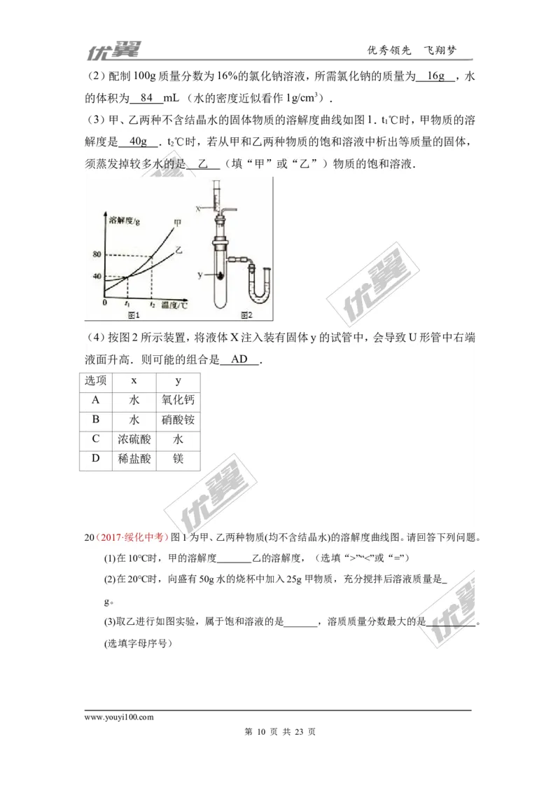 6.溶液_初中化学_01.人教版初中化学_01.初中化学课件PPT--教案--试题_初中化学全套(课件--教案--配套)_18年初中化学9年级上_18秋九化上(RJ)--7.复习资料_4.真题汇编_2017真题汇编