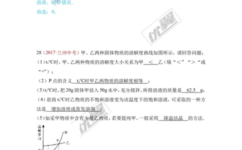 6.溶液_初中化学_01.人教版初中化学_01.初中化学课件PPT--教案--试题_初中化学全套(课件--教案--配套)_18年初中化学9年级上_18秋九化上(RJ)--7.复习资料_4.真题汇编_2017真题汇编