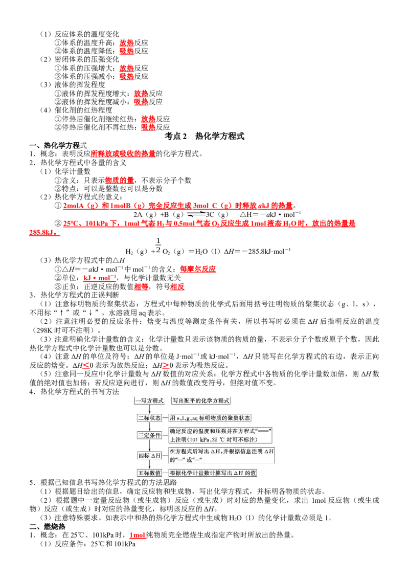 第1章+化学反应的热效应-知识清单（人教版2019选择性必修1）_高化_595801221724高中化学新人教版选择性必修一二三电子版教案PPT课件高中试卷_选择性必修1册（人教版）_知识清单