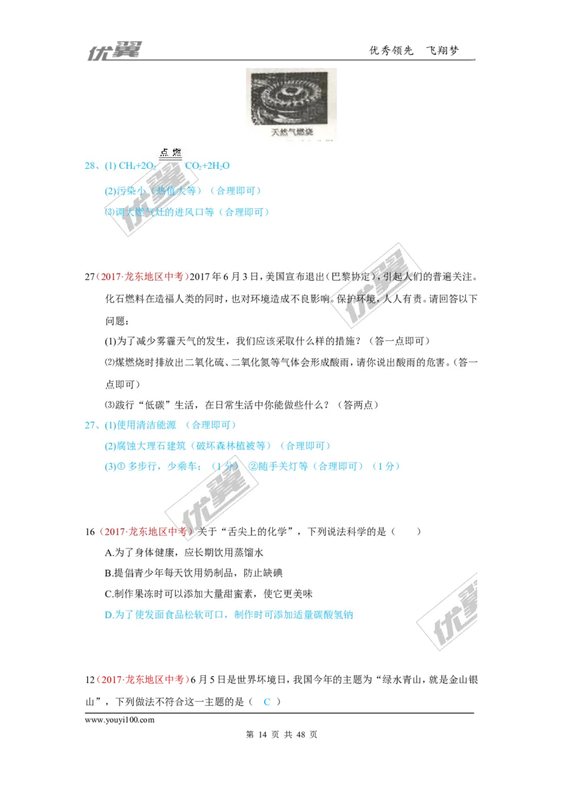 21.化学与社会发展_初中化学_01.人教版初中化学_01.初中化学课件PPT--教案--试题_初中化学全套(课件--教案--配套)_18年初中化学9年级上_18秋九化上(RJ)--7.复习资料_4.真题汇编