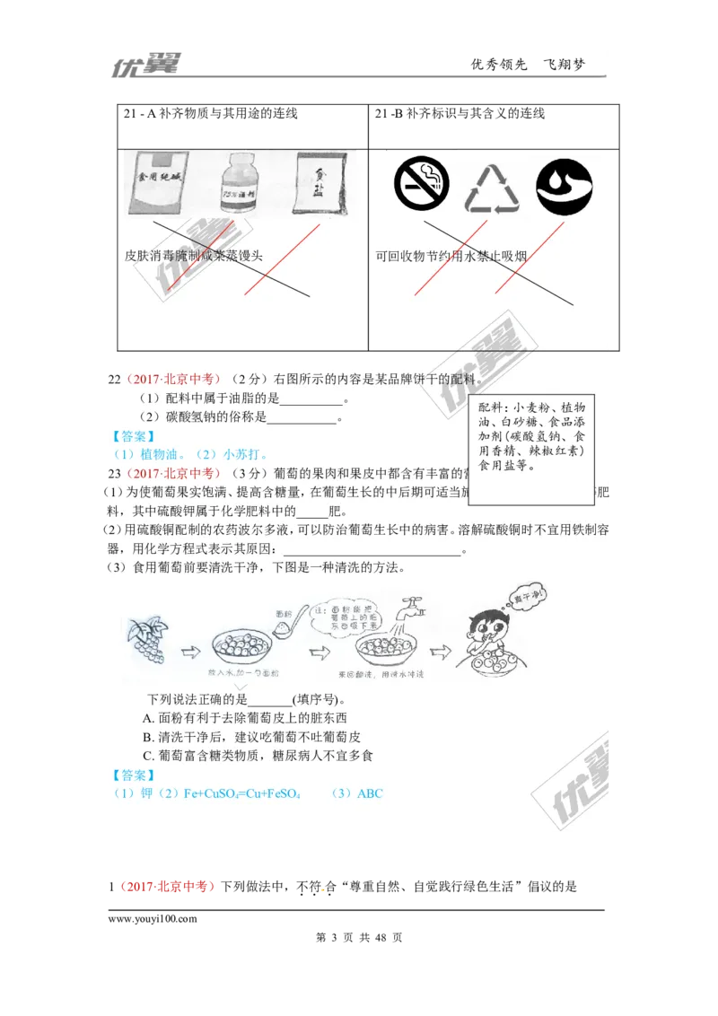 21.化学与社会发展_初中化学_01.人教版初中化学_01.初中化学课件PPT--教案--试题_初中化学全套(课件--教案--配套)_18年初中化学9年级上_18秋九化上(RJ)--7.复习资料_4.真题汇编