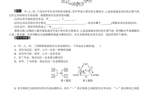 2018年中考复习化学考点解读：题型复习(三)物质的转化与推断题_初中化学_01.人教版初中化学_07.初中化学中考总复习_2018年中考复习化学考点解读
