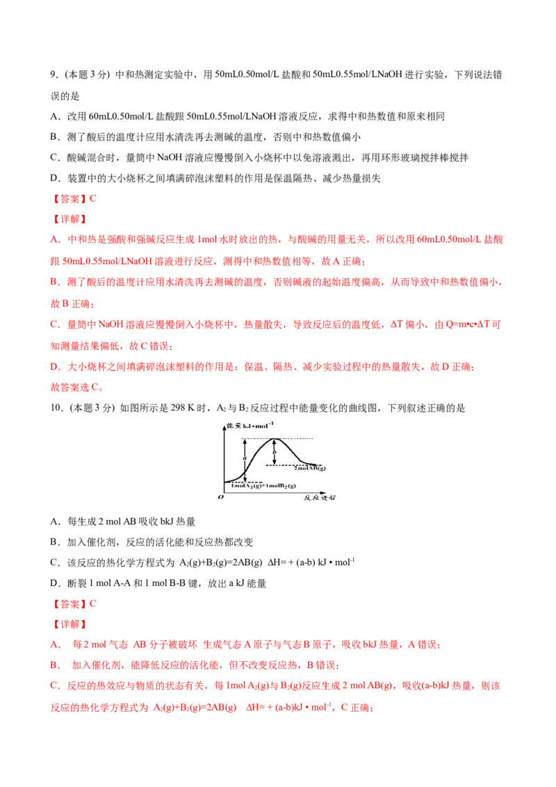 第04讲第一章《化学反应的热效应》单元测试（基础巩固）（教师版）_高化_595801221724高中化学新人教版选择性必修一二三电子版教案PPT课件高中试卷_选择性必修1册（人教版）_讲义