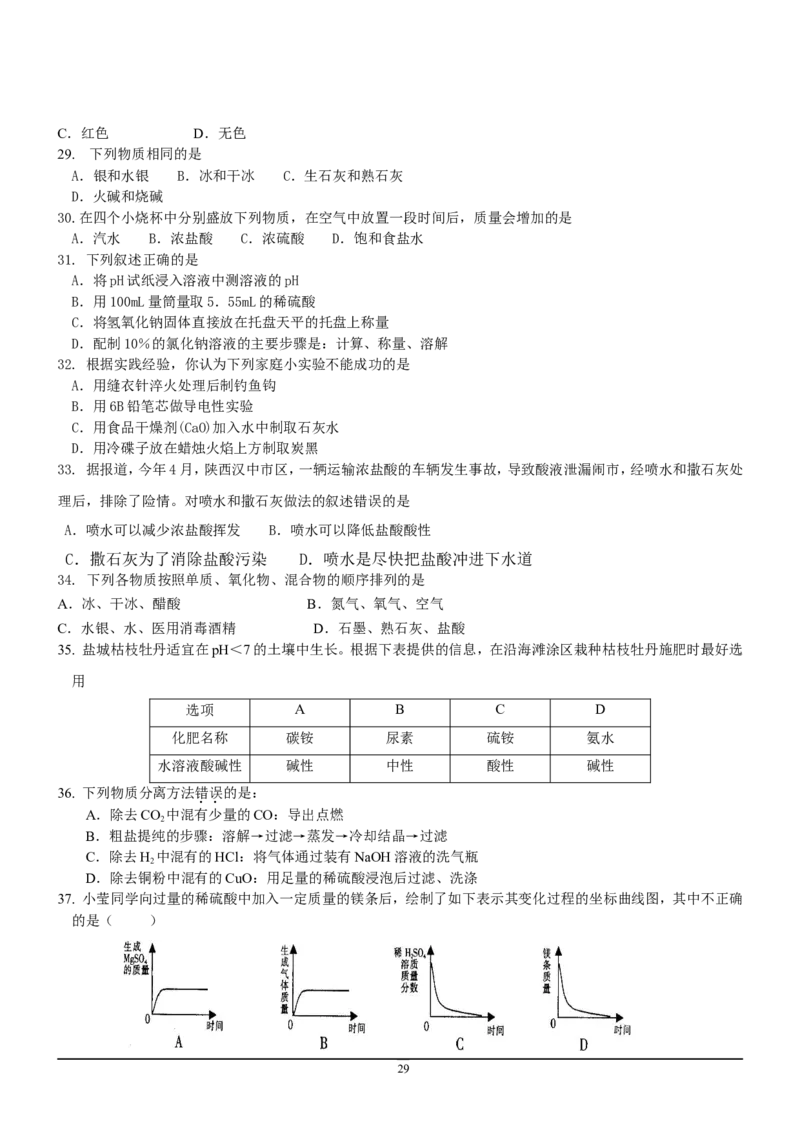 8年中考（2005-2012）全国各地中考化学真题分类汇编第9单元溶液_初中化学_01.人教版初中化学_01.初中化学课件PPT--教案--试题_初中化学全套_化学试题