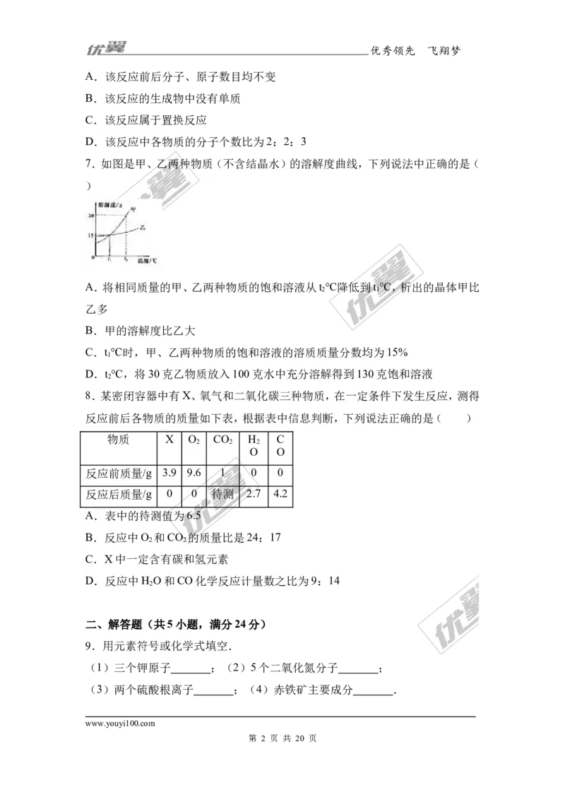 2017年贵州省黔南州校级中考化学二模试卷（解析版）_初中化学_01.人教版初中化学_01.初中化学课件PPT--教案--试题_初中化学全套(课件--教案--配套)_18年初中化学9年级下