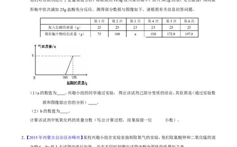 专题15综合计算（测）-备战2017年中考化学二轮复习讲练测（原卷版）_初中化学_01.人教版初中化学_07.初中化学中考总复习_备战2017年中考化学二轮复习讲练测（测）全套打包