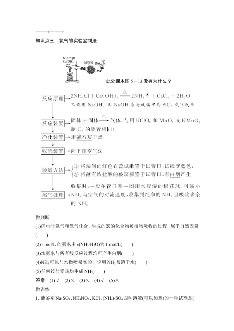第2课时氨和铵盐_高化_2025春-人教版高中化学_02新版高中化学必修二_4.课件+导学案_第五章第二节第2课时氨和铵盐（导学案+课件）