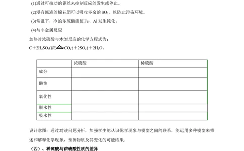 新教材精创5.1.2硫酸教学设计（2）-人教版高中化学必修第二册_高化_2025春-人教版高中化学_02新版高中化学必修二_2.课件+教案+学案+练习配套版_教案