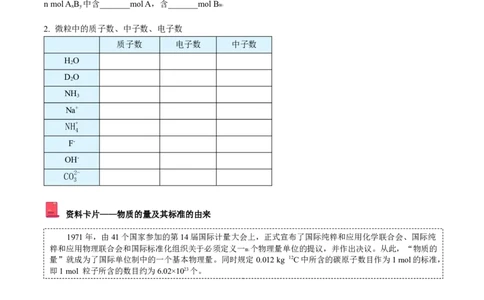 第15讲物质的量的单位&mdash;&mdash;摩尔（学生版）-（人教版2019）_高化_595801221724高中化学新人教版选择性必修一二三电子版教案PPT课件高中试卷_必修一册（人教版）_讲义