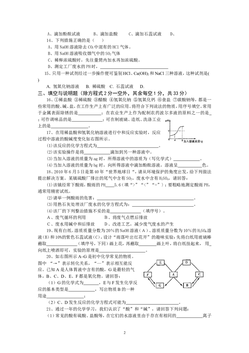 九年级化学单元检测题（10~11）_初中化学_01.人教版初中化学_01.初中化学课件PPT--教案--试题_初中化学全套_化学试题_化学：人教版九年级下册各单元测试题及答案（58份）