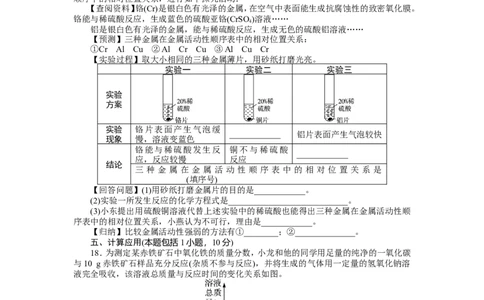 九年级下第8单元_金属和金属材料_单元检测_初中化学_01.人教版初中化学_01.初中化学课件PPT--教案--试题_初中化学&mdash;课件&mdash;教案&mdash;试题-推荐_9年级下课件教案试题_9年级下试题